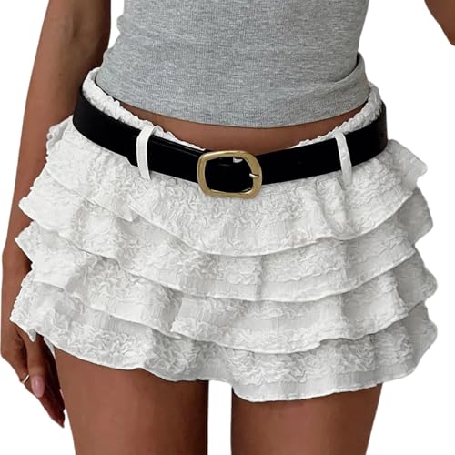 Mini short taille haute Y2k avec jupe trapèze intégrée anti-frottement
