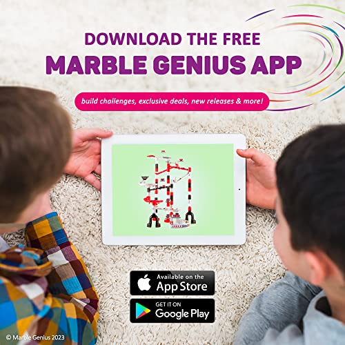 Marble Genius Marble Racing Booster Set - 25 Pieces Total (Including 10 Marbles), Construction Building Blocks Toys for Ages 3 and Above, with Instruction App Access, Add-On Set