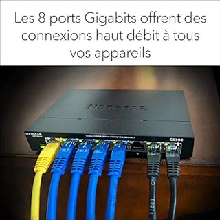 NETGEAR (GS308) Switch Ethernet 8 Ports RJ45 Métal Gigabit(10/100/1000),switch RJ45, Plug-and-Play, silencieux sans ventilateur , positionnement sur un bureau ou au mur