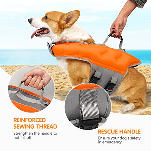 Heywean Dog Life Jacket Inflatable Safety Vest With Rescue Handle Waterproof Nylon Fabric Lightweight And Foldable Vest For Puppies Small Medium Large Dogs Swimming Summer Dog Vest #TOP4