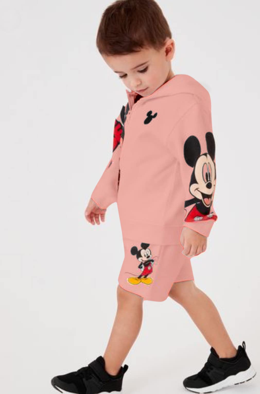 Blood Panther Baby Boy's Printed Pattern Poly Cotton Hoodie Shorts Set with Long Sleeve Hooded Neck and Zipper Closure Type 4