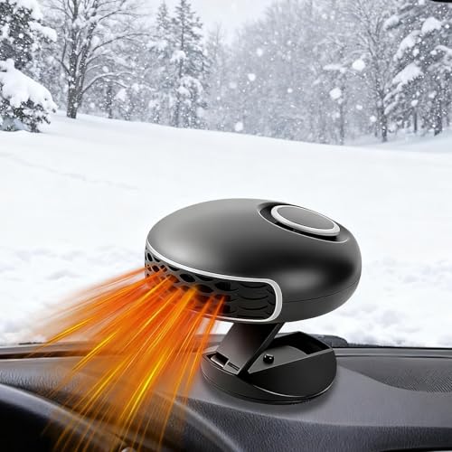 Chuankefanxing Calentador de Coche, 12V 150W Calefactor Coche Portátil, 2 en 1 Portátil Calentador de Coche con Base Girevole 360°, Calefactor Coche Mechero para Coche Camión