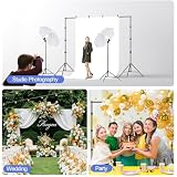 EMART Zestaw stojaków na tło do studia fotograficznego, 2,6 x 3,0 m, system wsparcia fotograficznego z 3 muślinowymi tłami, 100% bawełna (czarno-biały, zielony)