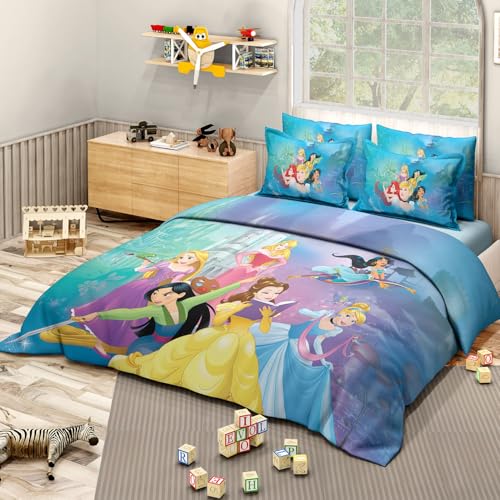 Image of Sassoon Disney Princess (Hero) Digital Printed 100% Cotton Bedsheet with 2 Pillow Covers in 300TC