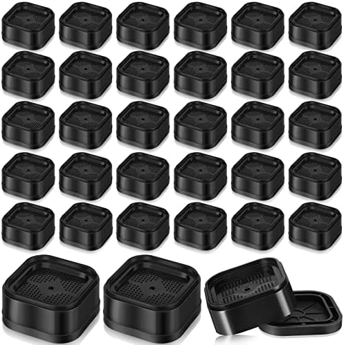 Ecally 32 Pack Furniture Risers Adjustable Bed Risers Desk Leg Risers 1.38" Stackable Heavy Duty Bed Lifts Risers Square Bed Raising Blocks for Mattress Table Leg Desk Chair Couch Sofa Dorm (Black)