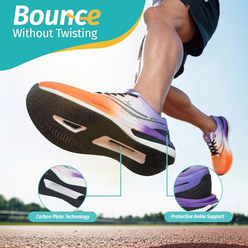 Image of YOHO Catapult CarbonBurst Sports Shoes with Laces for Men| Running,Jogging,Athletic & Gym| Cushioned Insoles,Breathable Upper & Phylon Sole for Shock Absorption Sneakers for Man