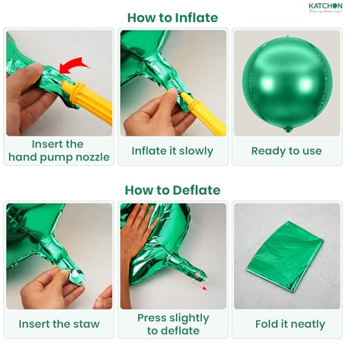 Image of KatchOn, Green and Brown Foil Balloons - 22 Inch, Pack of 6 | Brown and Green Foil Balloons for Safari, Jungle Party Decorations | Mardi Gras, St. Patricks, Fiesta Party, Football Party Decorations