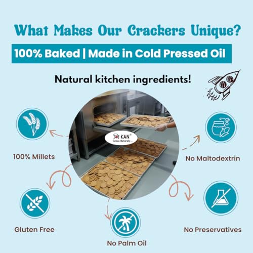 Image of NIHKAN Bajra Millet Crackers - Gluten free | No Maida | High protein | High Fibre - Handmade & baked | Healthy Millet snack | Chai time guilt free snacks - No Preservatives & No Baking soda - 100g (Bajra Methi Flavour)