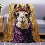 Lila Flauschige Decke 80 x 120 cm Cartoon-Alpaka Kuscheldecke Vielseitig Fleecedecke Flanell Wohndecke Sofadecke Warme Überwurfdecke Couchdecke Alle Jahreszeiten