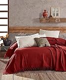 BOHORIA® Premium Tagesdecke 220 x 240 cm | 100% Baumwolle | Oeko-Tex® | Bettüberwurf Wohndecke Wendedecke Kuscheldecke Sofadecke in Waffeloptik | extra-groß (The Urban Loft) (Mahogany)