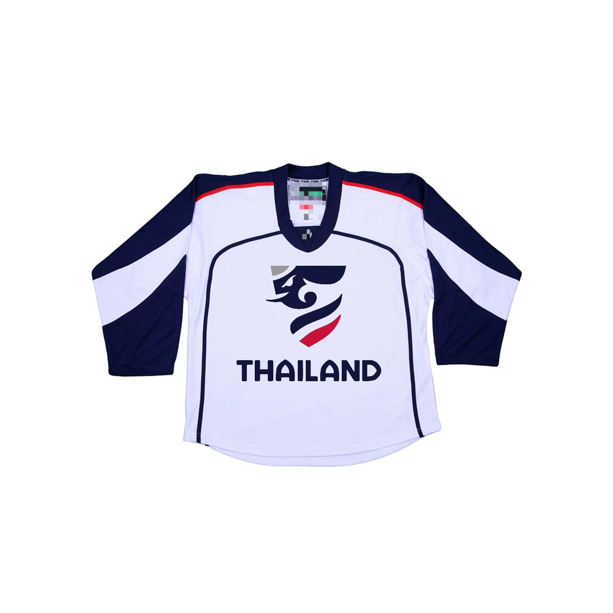 Thailand National Hockey Jersey, Custom Number Thai, Sewn Letters (US, Numeric, 64, Regular, Regular, White 2)