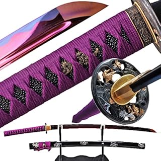 Handmade Noble Purple Blade Samurai Katana Sword Full Tang Real Sharp