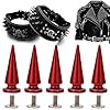 10 set 10 * 26 mm Copper Bullet Rivet Metal Stud, with Metallic Screw Set, Cone Spikes Screwback Studs for DIY Leather Craft Bag Shoe/Leather Clothes/Leather Bags/Jeans/Canvas(Red) #3