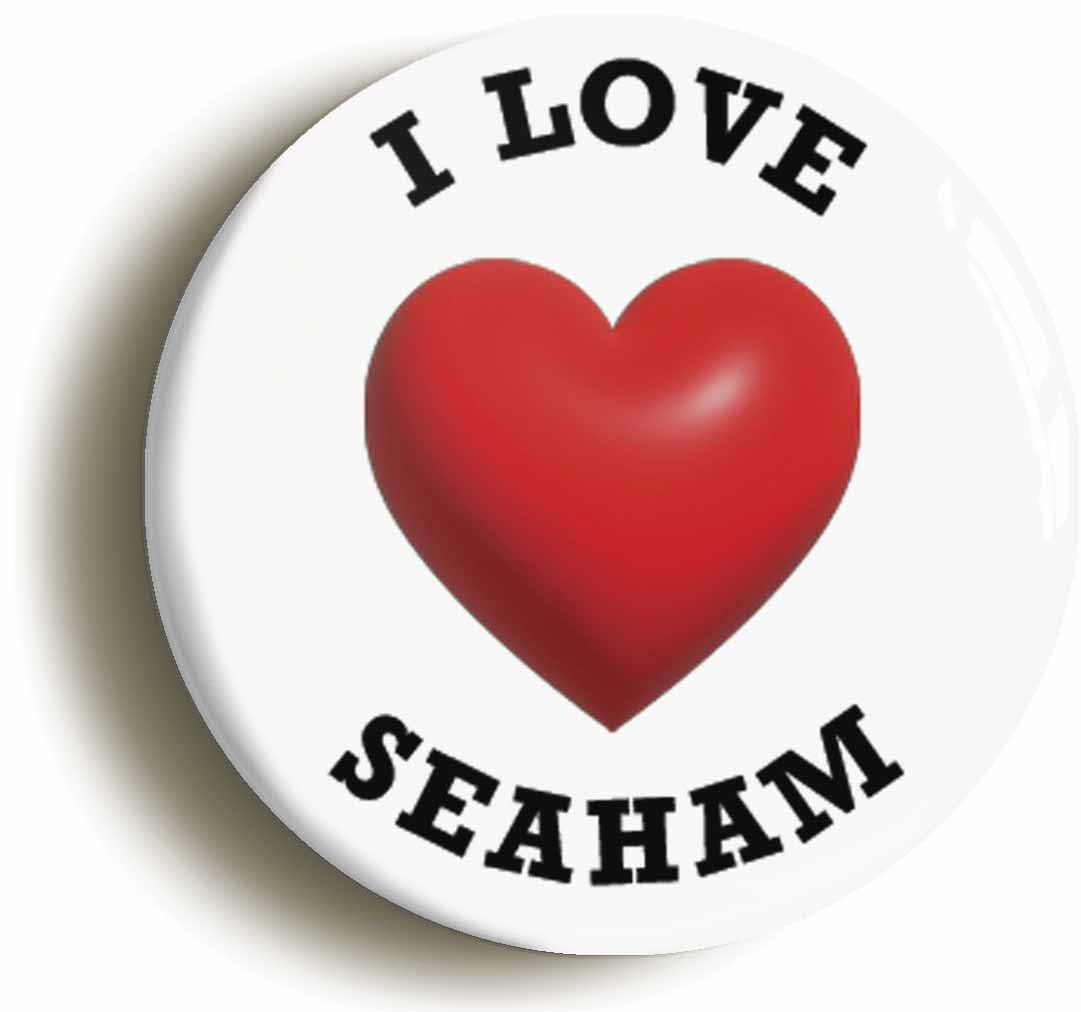 I Heart Love Seaham Location Fridge Magnet (Circular 2inch / 50mm Diameter)