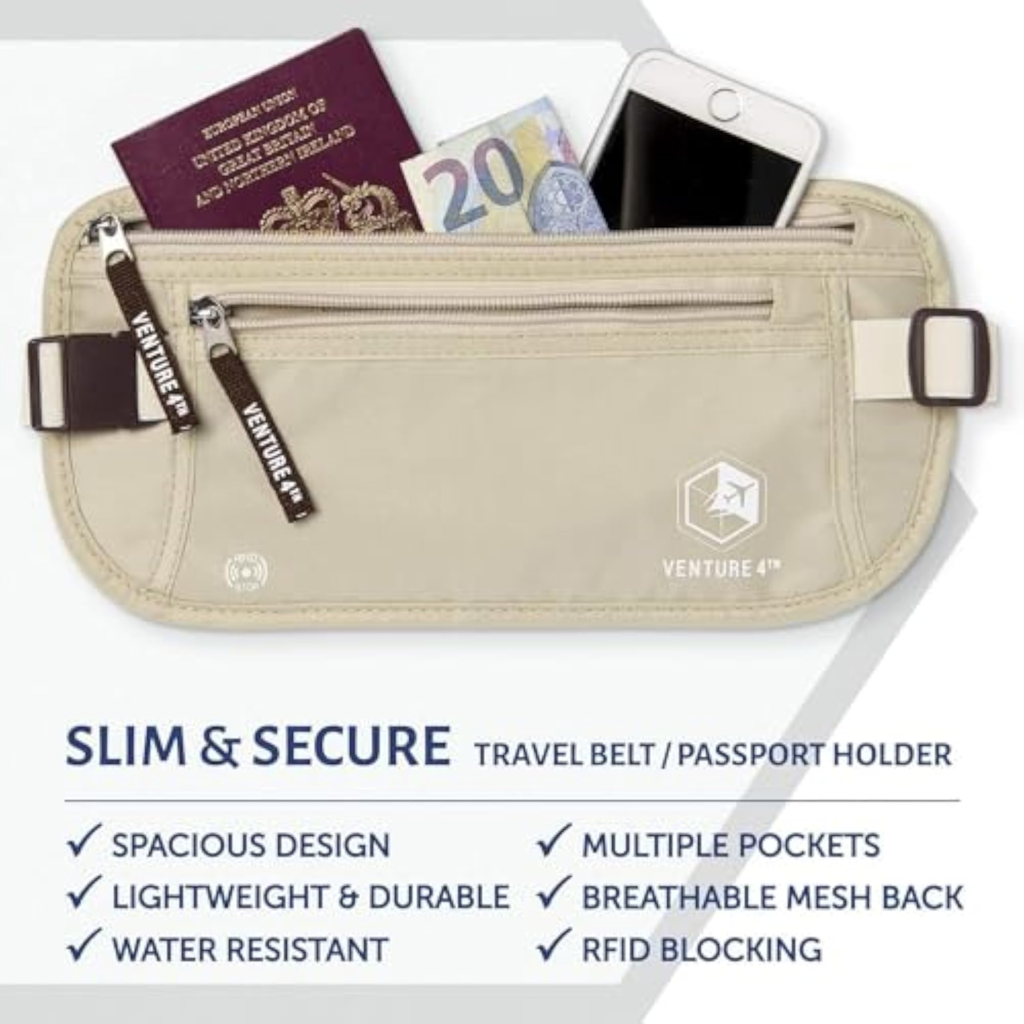 Travel Hidden Money Belt RFID Blocking Pouch