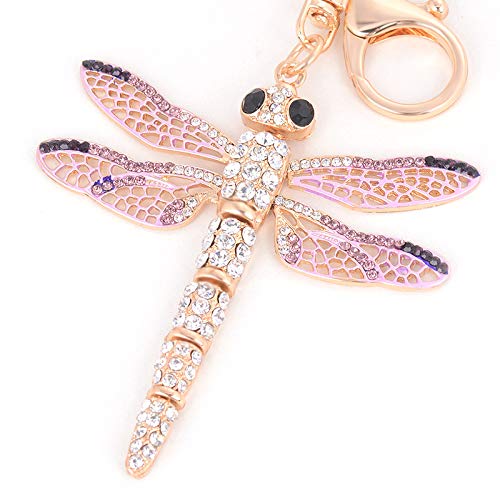 Easya Dragonfly Keychain Crystal Movable Wings Key Ring Women Handbag Charm Pendant Purse Key Ring Boutique Gift For Friends,Purple #TOP5