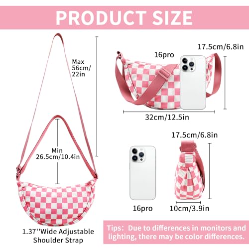Image of Nylon Crescent Crossbody Bag for Women Purses Trendy Men,Small Travel Sling Bag Hobo