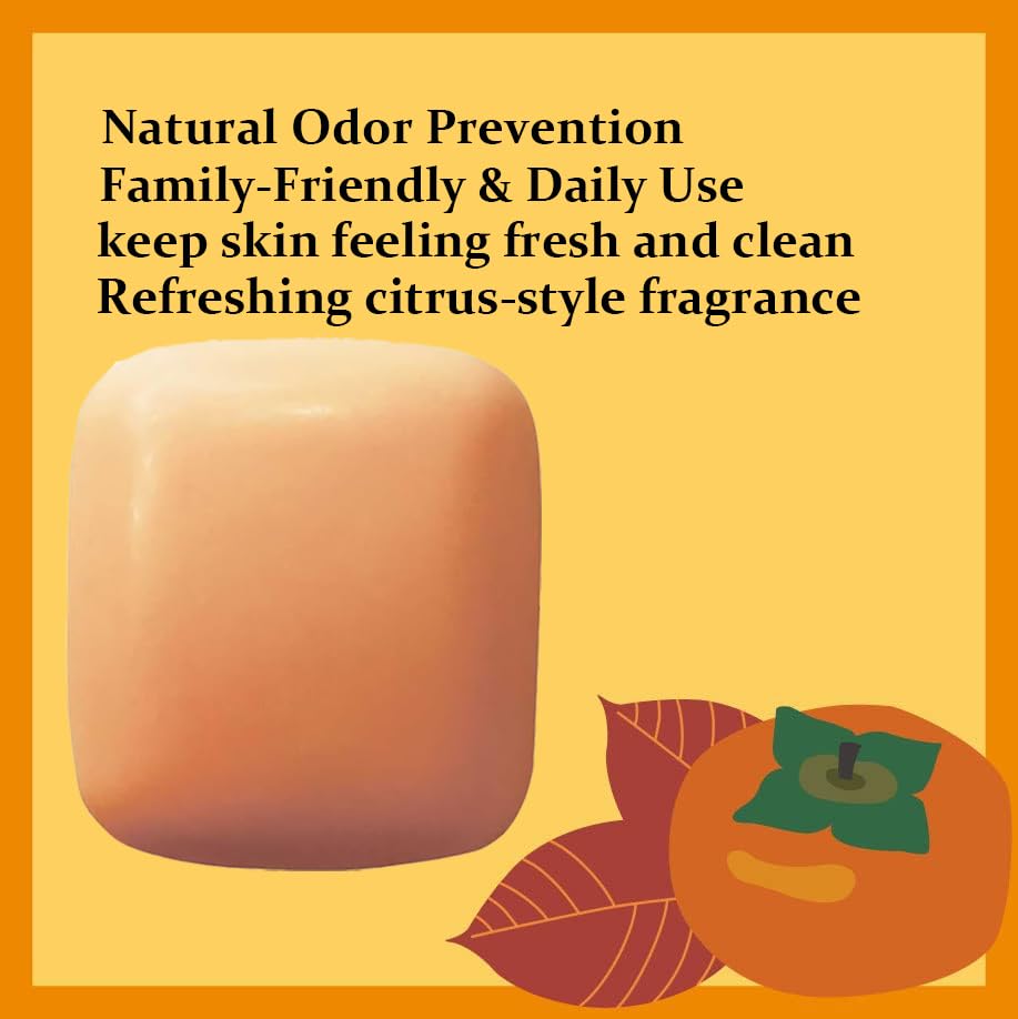 Japanese Persimmon Soap Natural Odor-Preventing Soap, Gentle Cleansing for Sensitive Skin, Family Daily Use, Refreshing Citrus Scent, 80g x 2 Bars (Regular) image 5