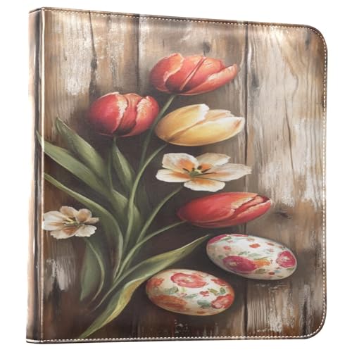 Álbum de fotos adhesivo DIY Scrapbook con huevos de Pascua y flores, encuadernador de 3 anillos, 40 páginas, 8x10 para recuerdos