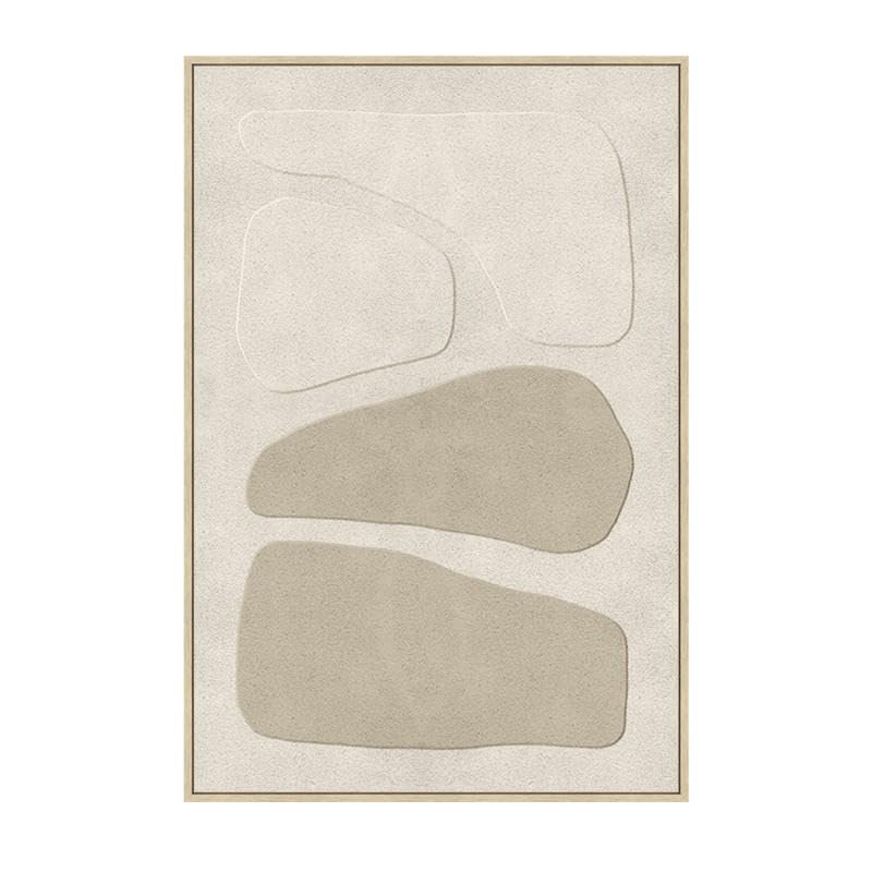 Tableau sur toile contemporain abstrait blanc gris cadre bois 60x90x3.5cm