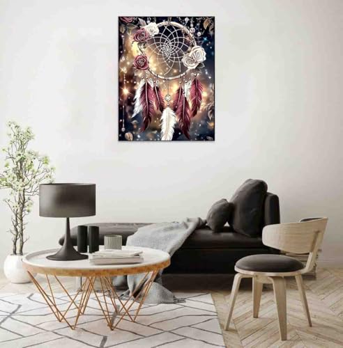 Image of Dreamcatcher Cross Stitch Kits for Adults Beginner,Flower Counted Cross Stitch Kits Printed Stitching Cute Patterns Dimensions Needlepoint Art Crafts Embroidery Kits for Adults Beginners