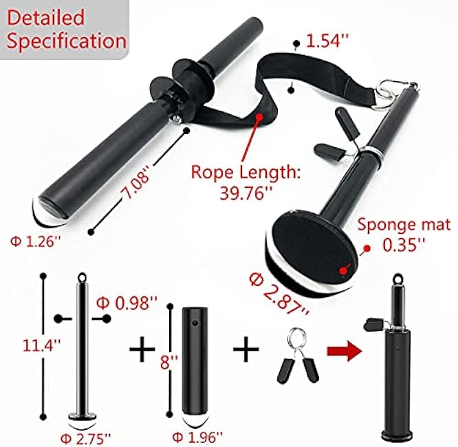 Forearm Strengthener and Wrist Roller,Forearm Exerciser for for Training, Workout Wrist/Arm Blaster with Non-Slip Hand Grip Strong Nylon Webbing,Fit 1&2 inch Olympic Weight Plates