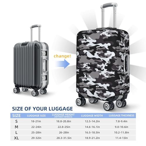 VOSERY Luggage Cover Protector Suitcase Cover - Black Grey White Camouflage High Elasticity Suitcase Covers Protector for Luggage (No Luggage)2