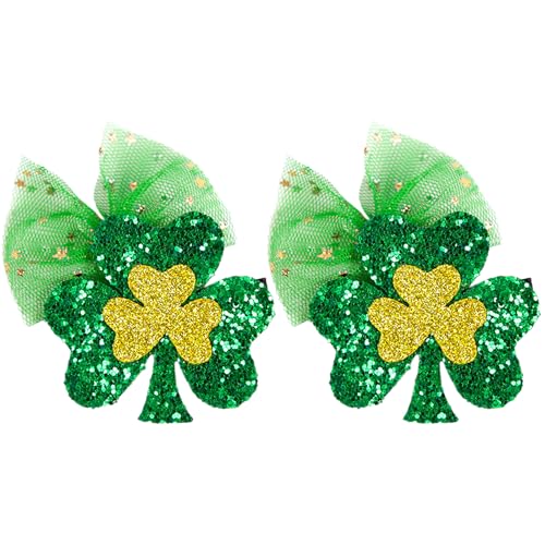 Lazos verdes para el cabello de San Patricio, lindas horquillas con tréboles para niñas