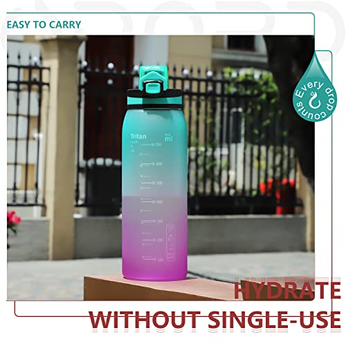 Opard 30Oz Sports Water Bottle With Leak Proof Flip Top Lid Bpa Free Tritan Reusable Plastic For Gym And Outdoor #TOP5
