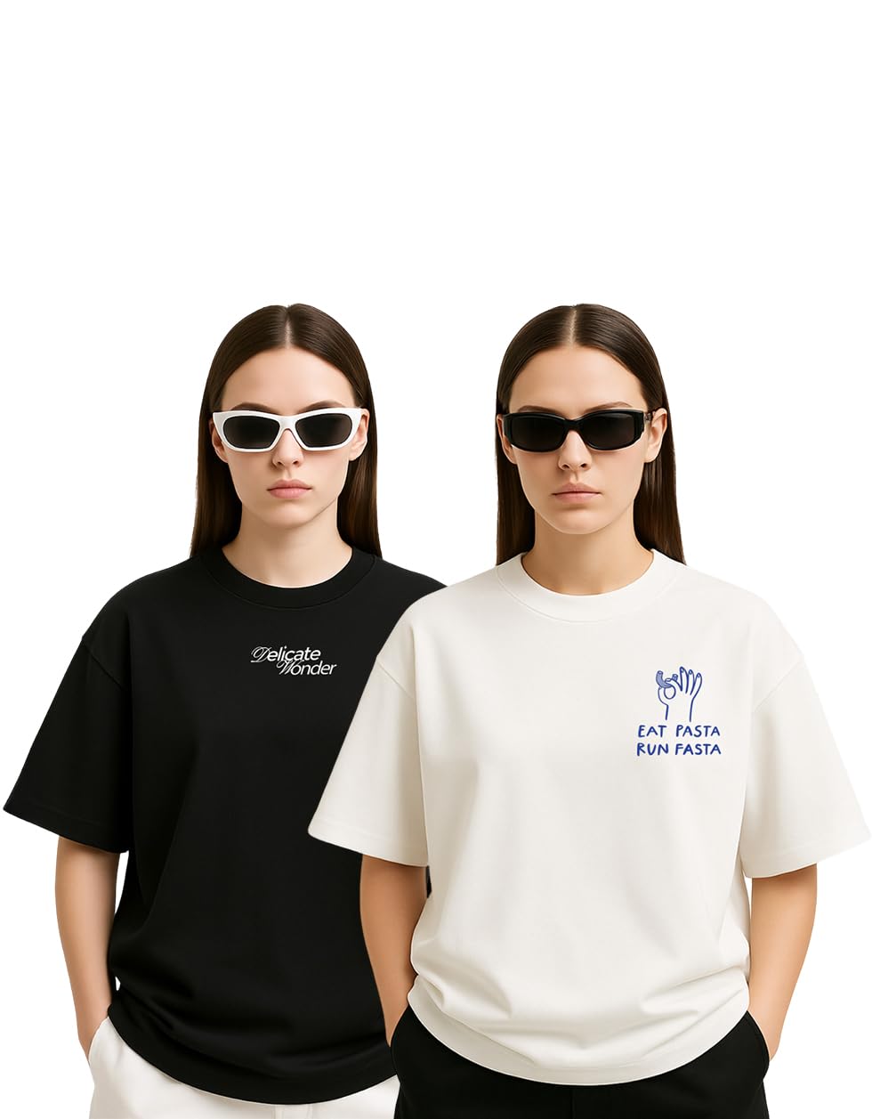 stylense Women’s Oversized Cotton Blend Graphic T-Shirt Combo (Pack of 2) | Baggy Fit, Drop Shoulder, Half Sleeves | Sizes S to 2XL-picture-46