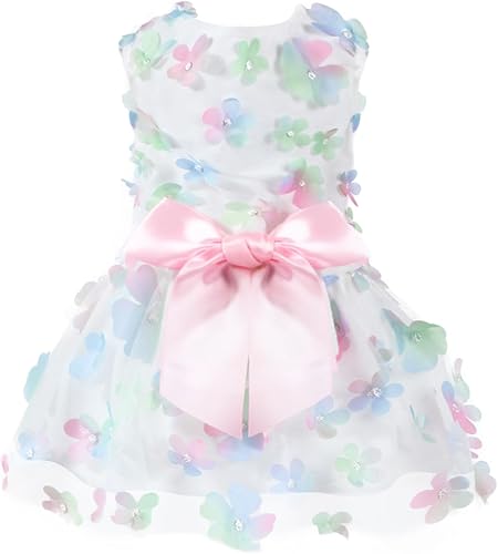 Miniatura 9 de Laifug Vestido de perro con estampado de cachorro, vestido de princesa para perro, ropa de fiesta linda (rosa, M)