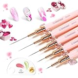 Beetles Gel Polish Nail Art Pens, 5pcs Nail Art Brushes Liner Brushes for Nails Pink Liner Sizes 5/9/15/20/25mm with Palette Holder Painting Manicure Design Tools for Long Lines, Details, Fine Drawing