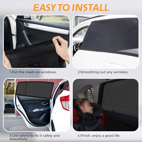 Sonnenschutz Auto Baby, CNMTCCO 2 Stück Auto Netz mit UV Schutz/Blendschutz, für Schützt Baby, Kinder, Erwachsene Haustiere,Universal passend für die meisten Autos