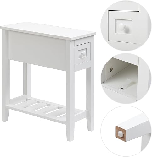 Miniatura 5 de Mesa auxiliar estrecha para espacios pequeños, color blanco, juego de 1, 24 pulgadas de largo x 8.5 pulgadas de ancho x 24 pulgadas de alto