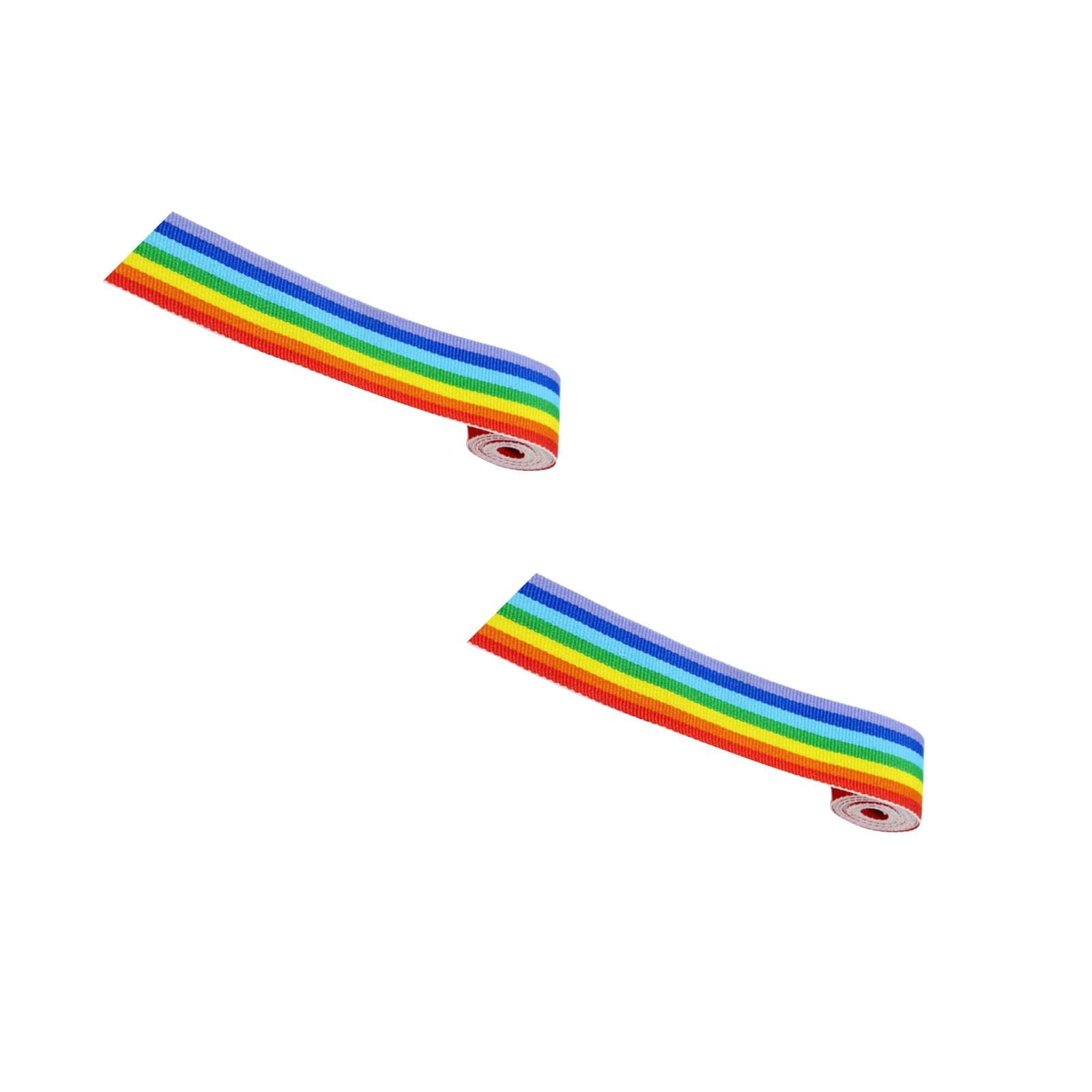 jojofuny 2 Rollen Polyester Regenbogenfarbband Breit Yards Strapazierfähiges Webband mit Buntem Regenbogenmuster als Rucksackriemen für Kleidung und Diy Bastelprojekte