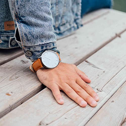 Image of ANNEFIT Watch Band 20mm, Quick Release Textured Padded Leather Straps with Black Buckle for Men and Women (Orange)