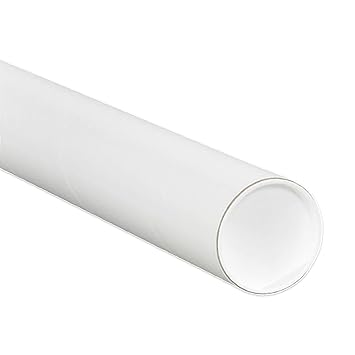 Aviditi P3024W Fibreboard 3-Ply Spiral Wound Mailing Tube with Cap, 24 Length x 3 Width, White (Case of 24)