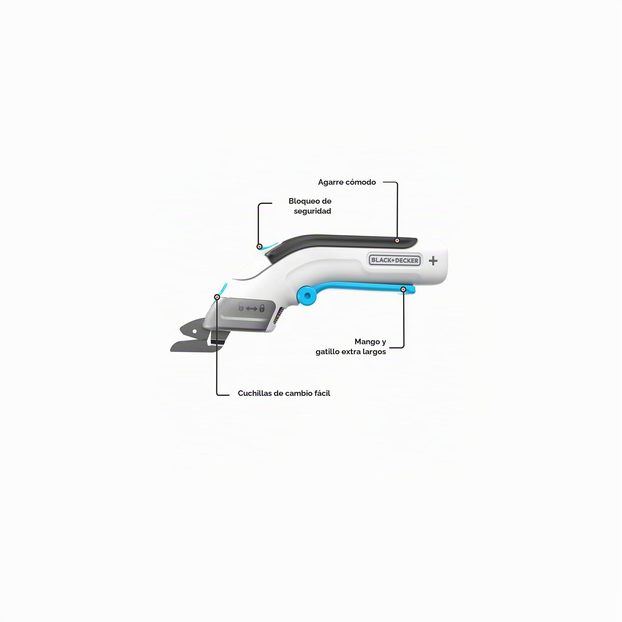 BLACK+DECKER Tijeras eléctricas de tela de 4 V MAX, inalámbricas, recargables por USB (BCSC115FF), color blanco