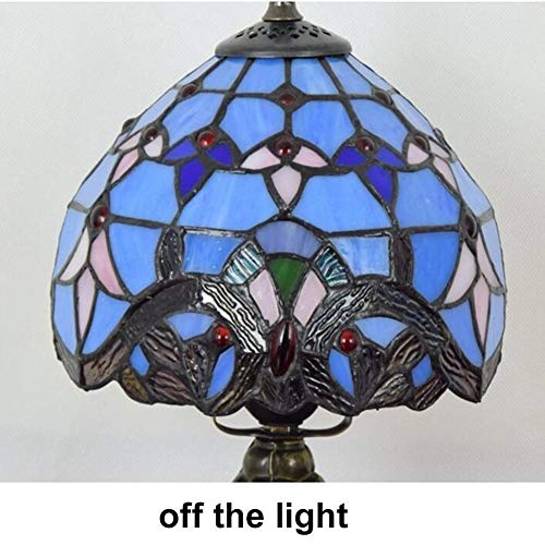 Image of Lila Baroque Tiffany Style Table Lamps Lighting 8 Inch Glass Painting Lampshade Ancient Base for Living Room Bedroom