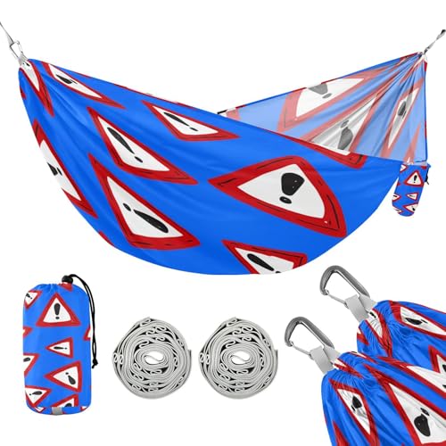 ATTX Triangle Sign Pattern Camping Hammock - Lightweight & Portable Hammocks, Heavy Duty 330lbs Capacity for Indoor, Hiking, Backpacking, Travel, Backyard, Beach#175