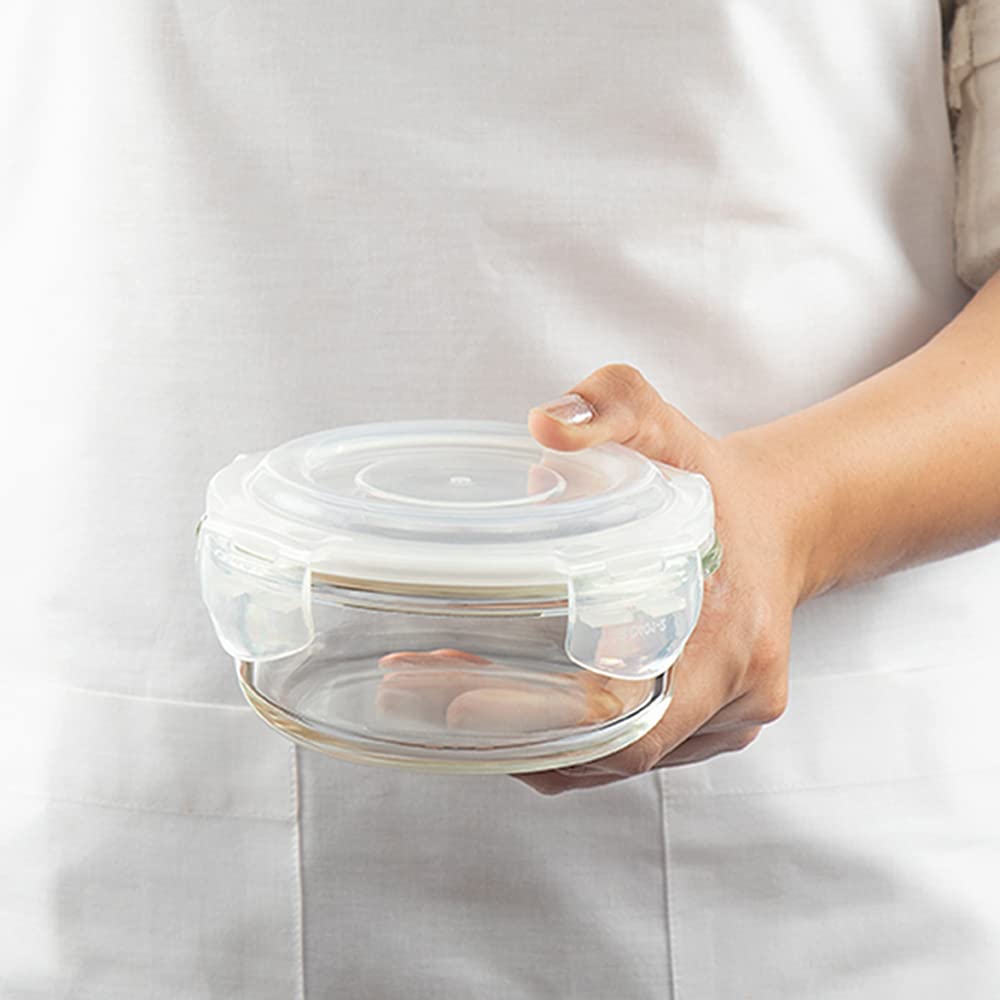 Borosil Elite Lunchbox with Bag | Set of 3 (400 ml Each) | Borosilicate Glass, Round, Vertical | Microwave & Dishwasher Safe, Leak Proof | Tiffin for Office, School, College | Blue - Image 5 thumbnail