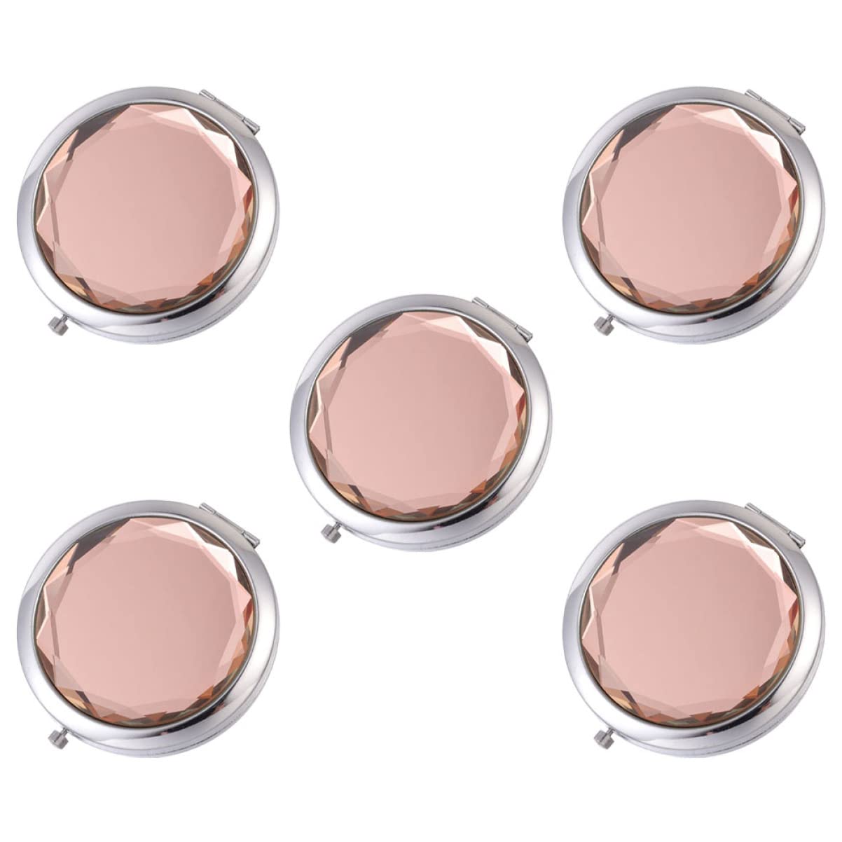 minkissy 5stücke Klappbarer Metallkosmetikspiegel Kleiner Doppelseitiger Reisespiegel Faltbare Spiegel für Make-up