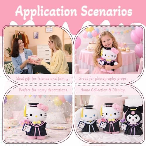 RELIGES 11 Inch Graduation Plush Cat, Soft Stuffed Animal with Graduation Cap and Gown, Class of 2026 Keepsake for Graduation Party Decoration (Pink-M) — view 8