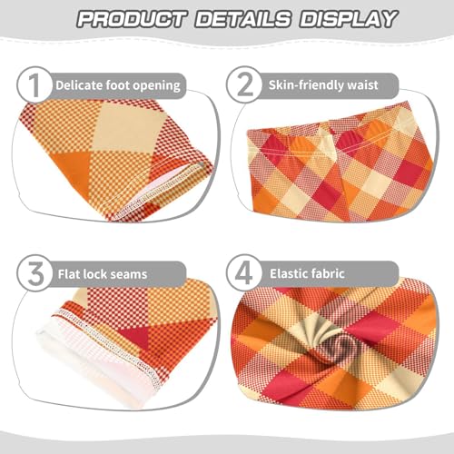 Autumn Checkered Red Yellow Plaid Girl's Leggings for Kids Toddler Girls Sweatpants Legging Pants Ballet Tights3