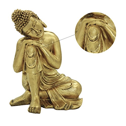 Estatua de Buda indio en resina dorada 10.63" H miniatura 4