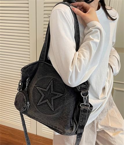 Soft Denim Handbag for Women Shoulder Bag Casual Hobo Tote Bags Retro Large Capacity Purses2