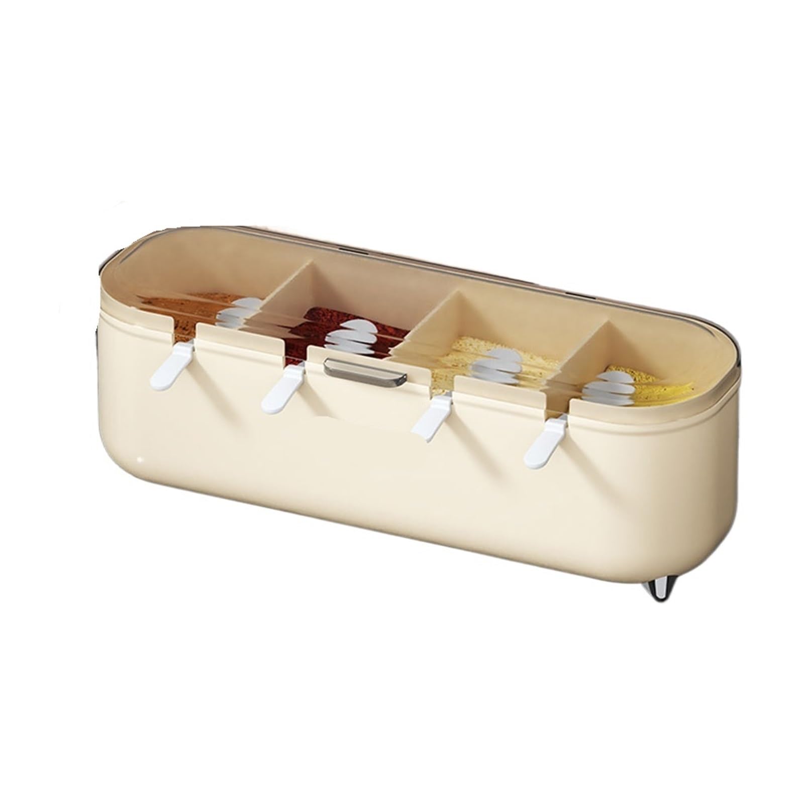UBOHUZ Salt Spice Jars With Spoon And Lid Portable Condiment Box Seasoning Containers For Outdoor Kitchen Cooking for Salt Sugar Spice Pepper(Beige)