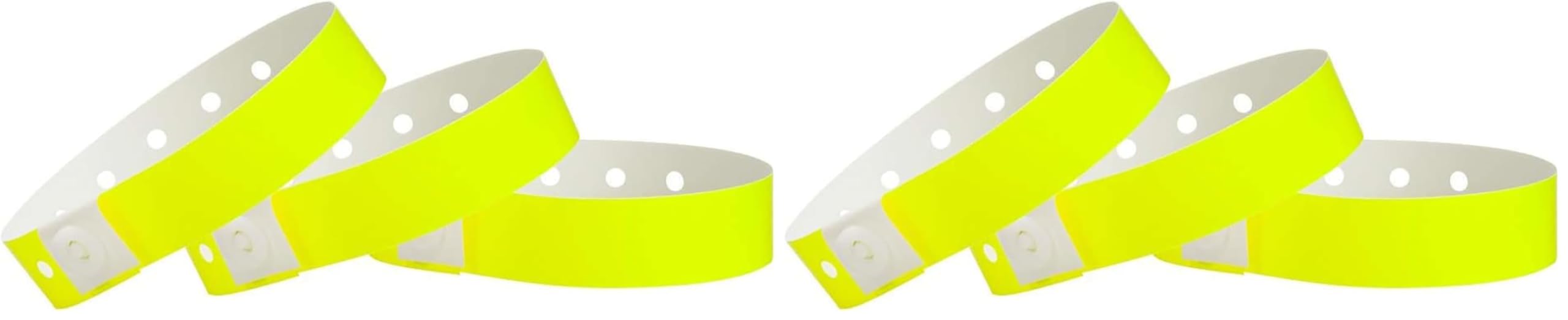 100 WristCo Neon Yellow Plastic Wristbands for Events – Extended Wear, Secure Snap Prevents Reuse – Premium-Grade Bracelets for Hospital &amp; Medical ID, Party &amp; VIP Identification (Pack of 2)