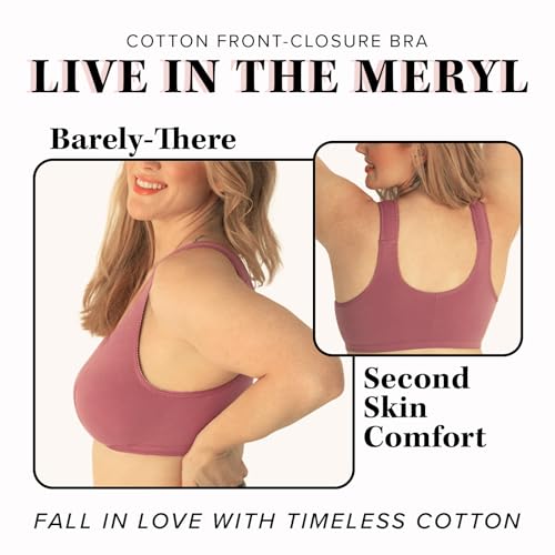 Image of LEADING LADY, Meryl, Front-Closure Cotton Bra, Comfort Sleep for Women, Breathable, Unlined, Full Coverage, Wireless, 36A-56H