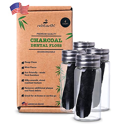 rebEarth Natural Deep Clean Charcoal Floss (Pack of 4)
